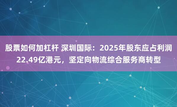 股票如何加杠杆 深圳国际:2025年股东应占利润22.49亿港元,坚定向物流综合服务商转型